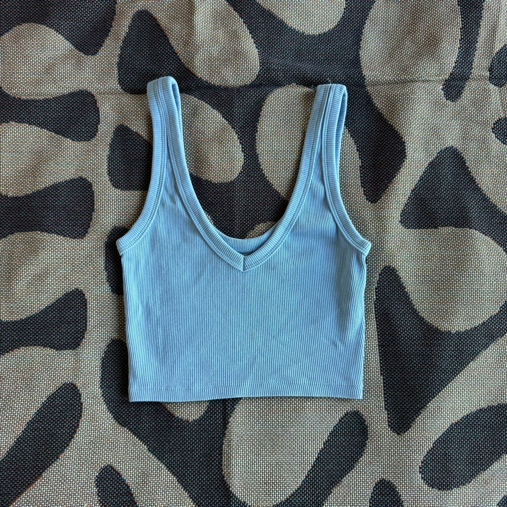Pull & Bear Blue Ribbed Crop Top